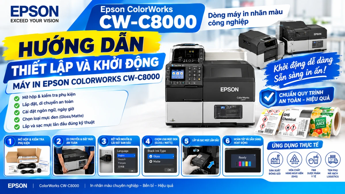 Epson Colorworks C8050- Hướng Dẫn Sử Dụng Từ A-Z Cho Người Mới Dùng | Phúc Cơ