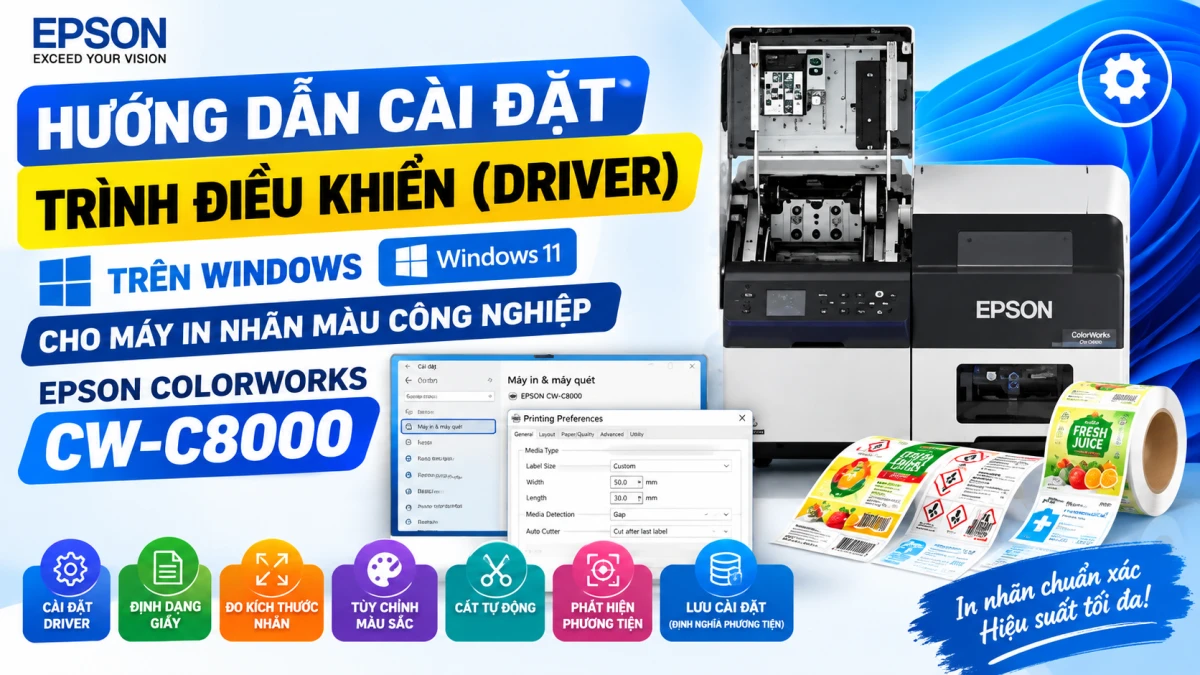 Epson Cw-C8050 _ Hướng Dẫn Cài Driver Chi Tiết Và Setup Khổ In | Phúc Cơ