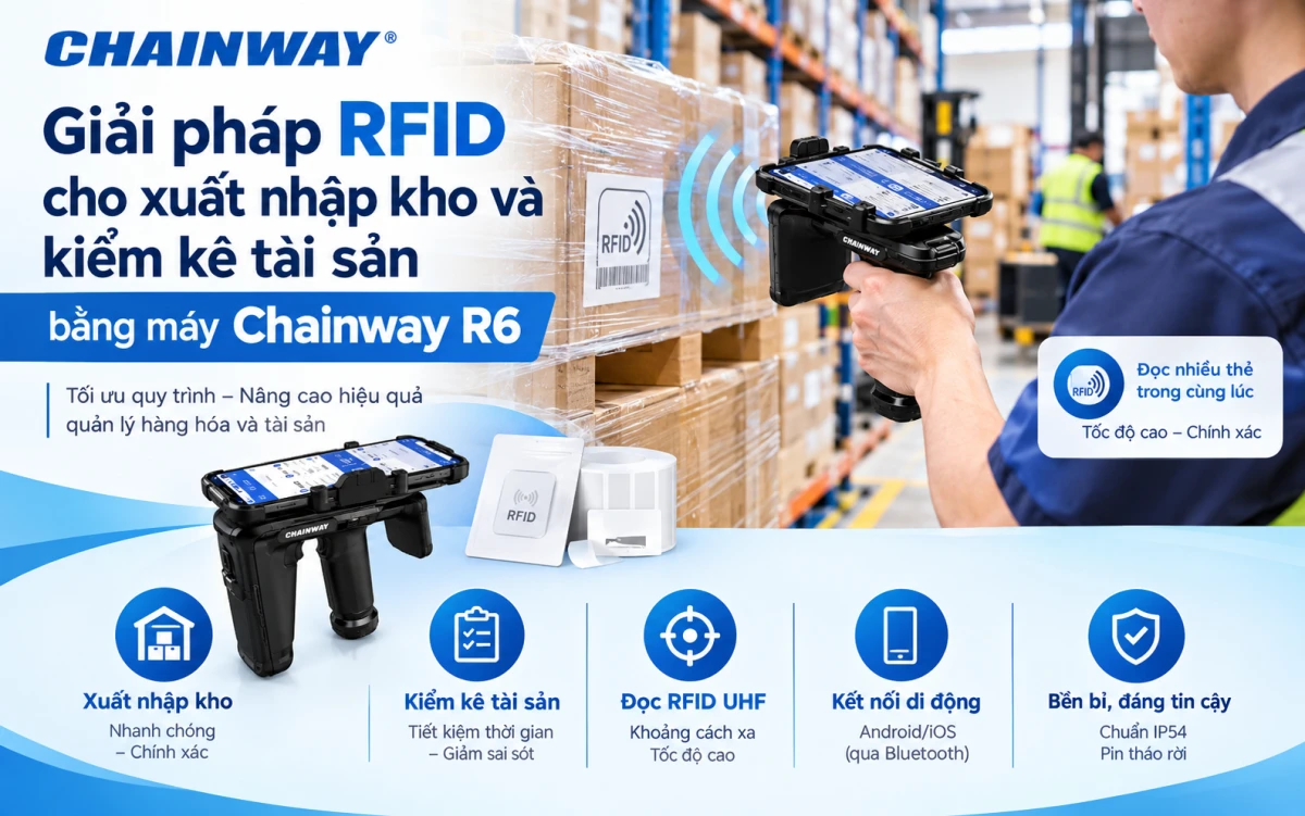 Giải Pháp Quét Chip Rfid Trong Xuất Nhập Kho Và Kiểm Kê Tài Sản Bằng Chainway R6 | Phúc Cơ