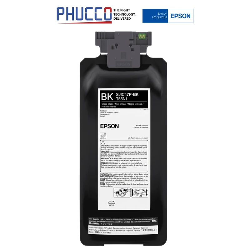 Mực in Epson SJIC47P-BK Black Ink Cartridge - Dùng Cho Máy In Epson ColorWorks C8050 -C13T55S100 | Phúc Cơ