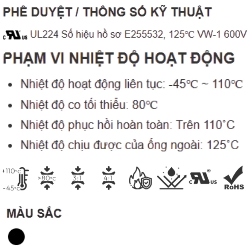 AIS - Ống co nhiệt có keo, thành ống mỏng, tỷ lệ co 3:1 & 4:1 | Phúc Cơ