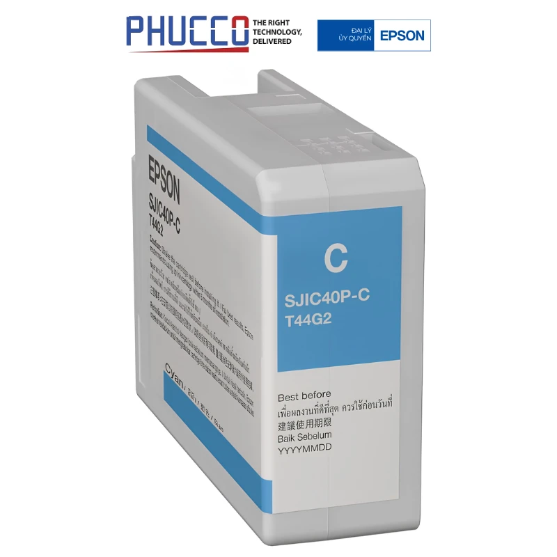 Mực in Epson SJIC46P-C Cyan Ink Cartridge - Dùng Cho Máy In Epson ColorWorks C4050 -C13T52R100 | Phúc Cơ