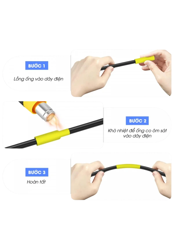 Ống Co Nhiệt Hzse-621, 9Mm X 1,5M, 2.6-5.1Mm, Vàng
