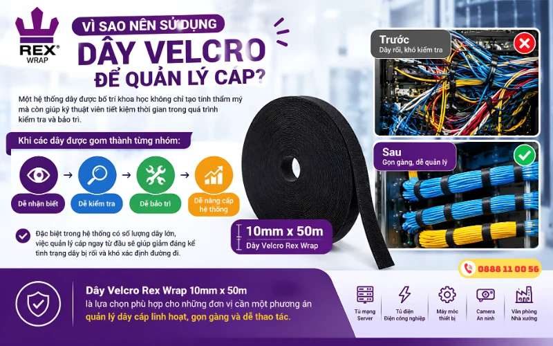 Dây Velcro Rex Wrap 10mm x 50m