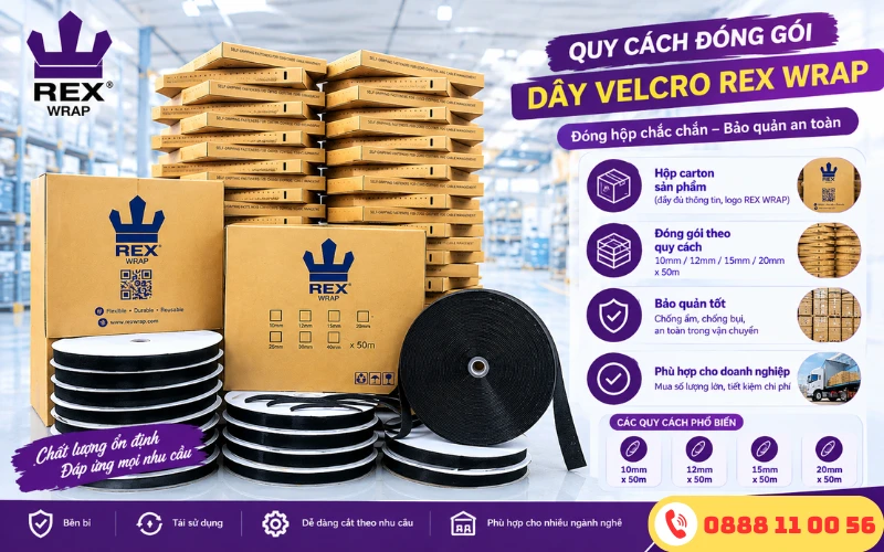 Quy cách đóng gói Velcro Rex Wrap 20mm x 50m