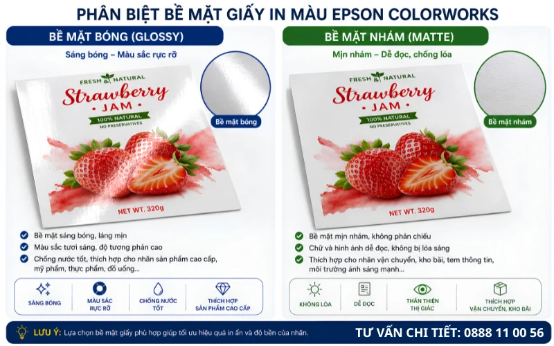 Phân biệt bề mặt giấy in cho máy Epson Colorworks