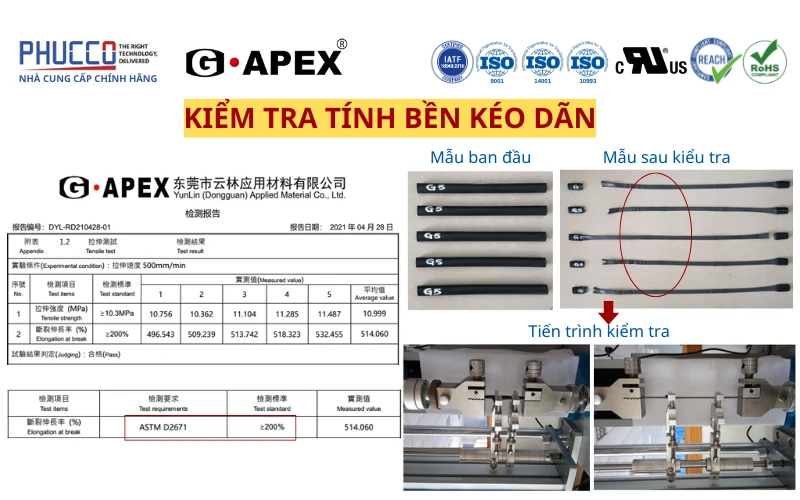 Ống co nhiệt G5 thương hiệu G-Apex chống cháy, độ bền cao