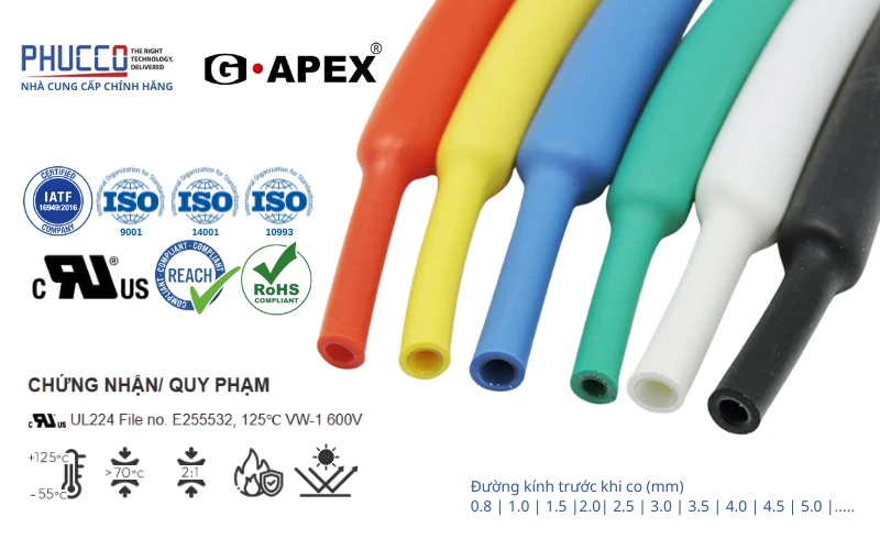 G5 - Ống Co Nhiệt Phổ Thông, Chống Cháy Ul224-Vw1, 600V