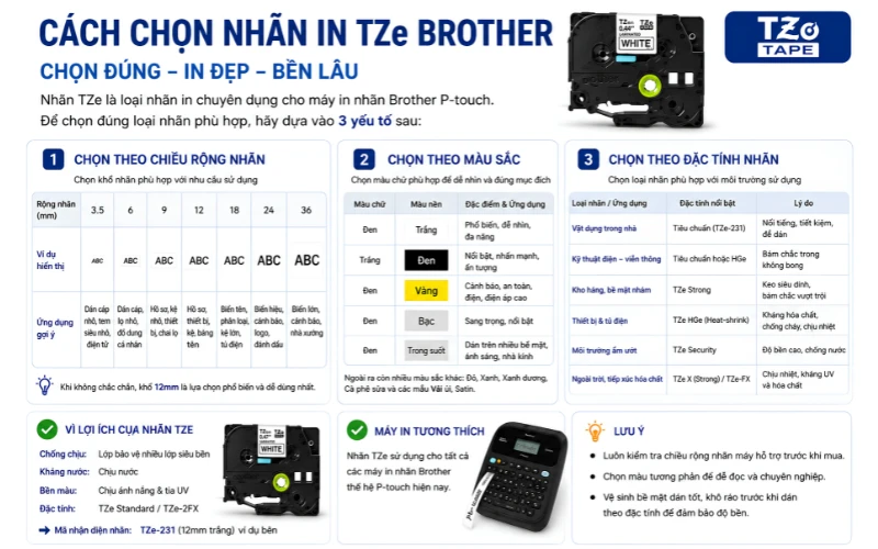 Cách chọn nhãn in TZE cho máy in nhãn Brother Cube PT-P710BT