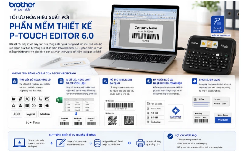 Tối ưu hóa hiệu suất với phần mềm thiết kế P-touch Editor 6.0