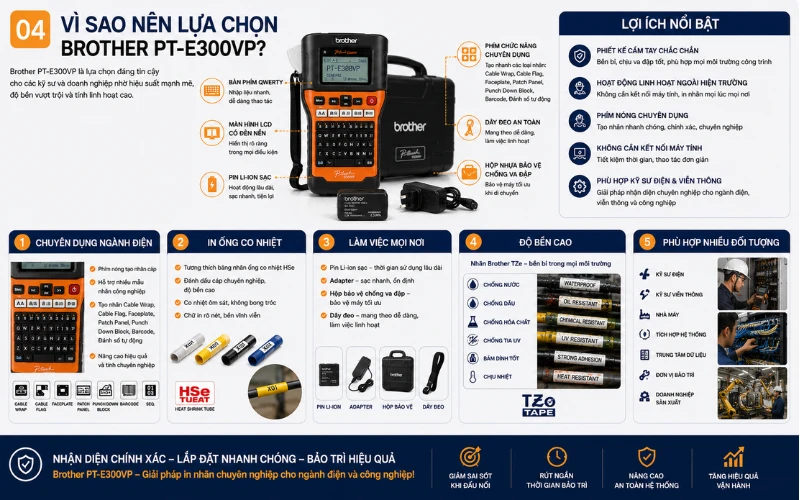 Ưu điểm nổi bật của Brother PT-E300VP