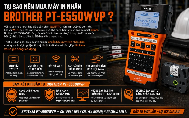 Tại sao nên mua máy in nhãn Brother PT-E550WVP