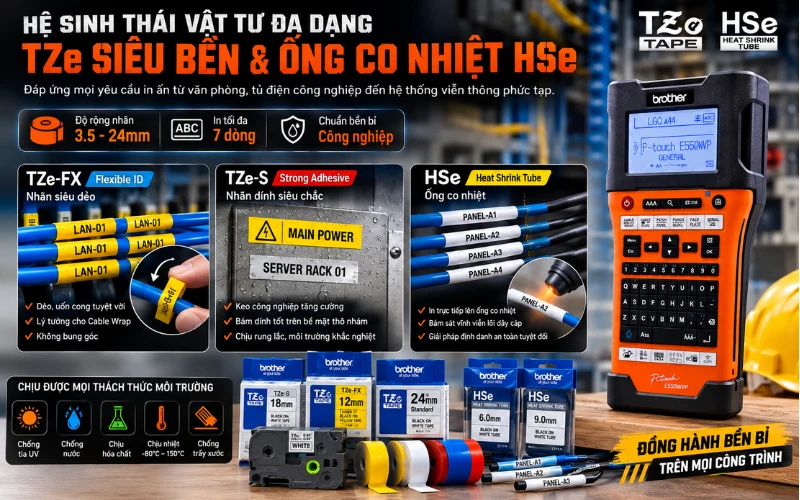 Hệ sinh thái vật tư đa dạng: TZe siêu bền và ống co nhiệt HSe