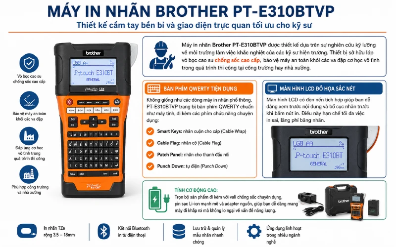 Máy in nhãn Brother PT-P310BTVP
