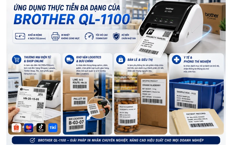 Ứng dụng thực tiễn đa dạng của Brother QL-1100