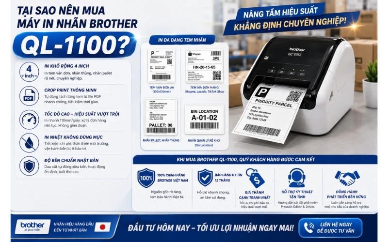 Tại sao nên mua máy in nhãn Brother QL-1100