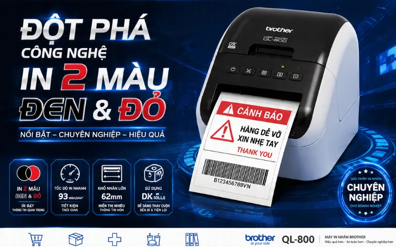 Tính năng in đột phá trên Brother QL-800 giúp làm nổi bật tem