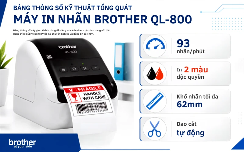 Tổng quan các tính năng của máy in nhãn Brother QL-800