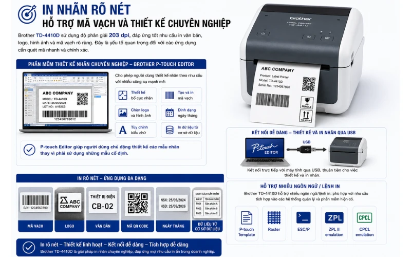 In rõ nét – Hỗ trợ mã vạch và thiết kế chuyên nghiệp