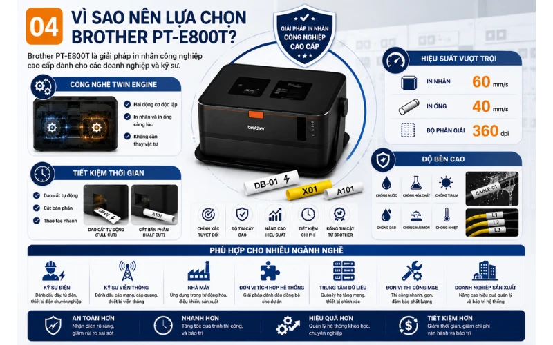 Vì sao nên lựa chọn Brother PT-E800T?