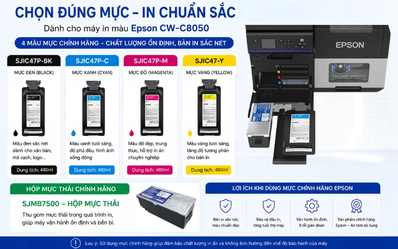Máy In Nhãn Màu Công Nghiệp Epson Colorworks C8050