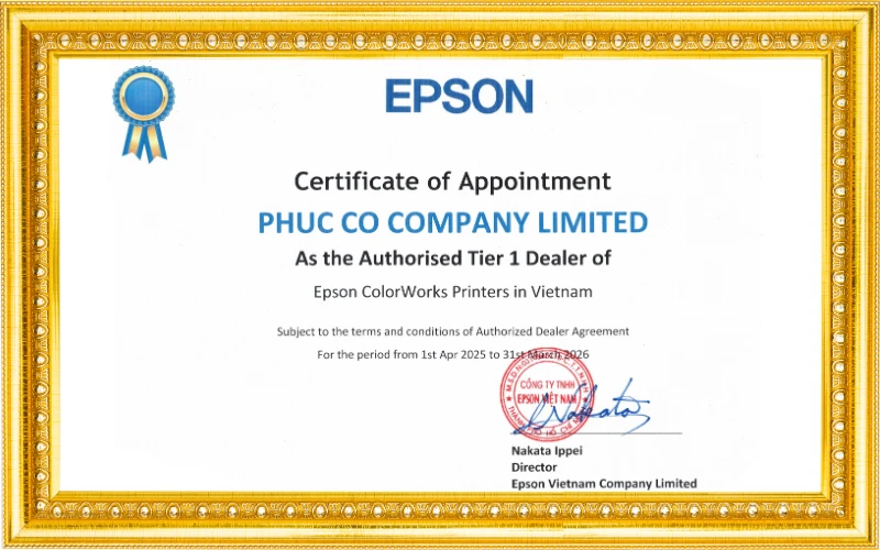 Chứng nhận Epson dành cho Phúc Cơ
