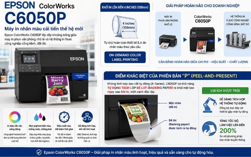 Máy in lột nhãn tự động Epson CW-C6050P