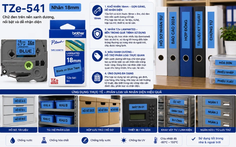 Ứng dụng băng nhãn Brother TZe-541