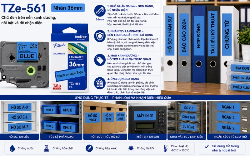 Ứng dụng băng nhãn Brother TZe-561