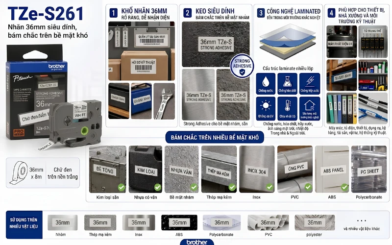 Ứng dụng băng nhãn Brother TZe-S261