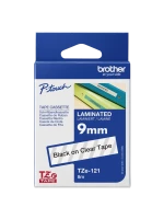 Brother Tze-121, Khổ 9Mm, Dài 8M, Black On Clear, Chống Thấm Nước